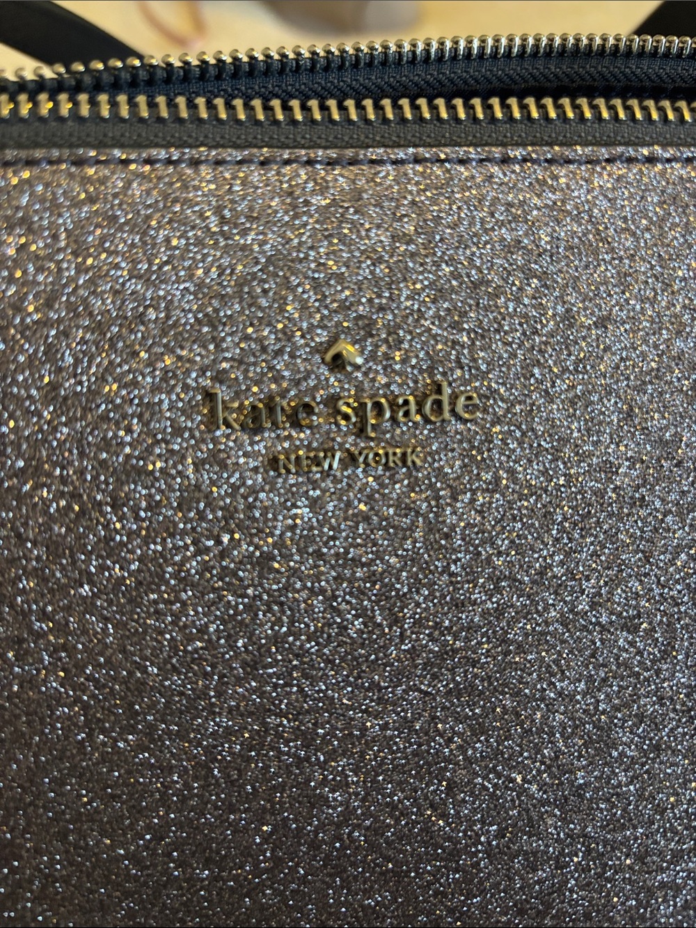 kate spade Glitter Tote in Gunmetal with Black Straps - Picture 2 of 5